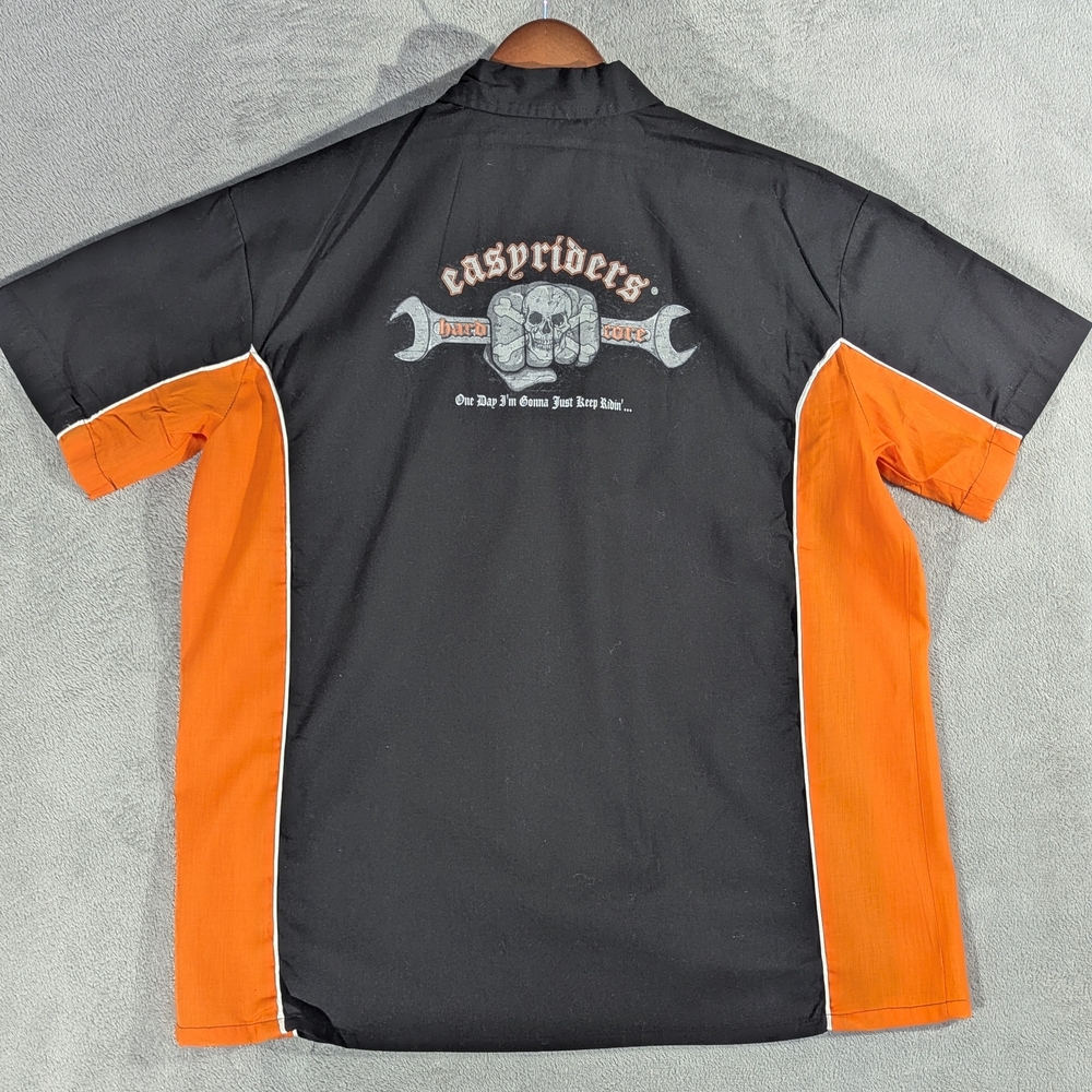 Biker Wear USA 2XL Orange/black Button Up Shirt
